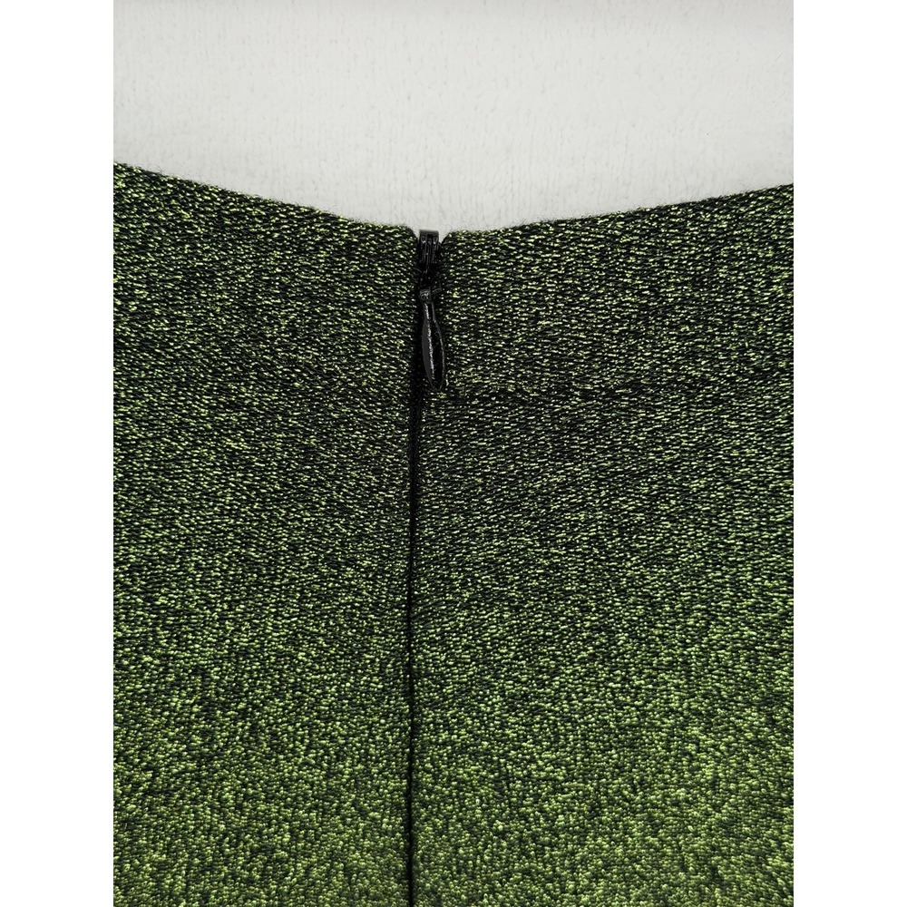 H&M Pants Women 10 Metallic Green Glitter Wide Leg Side Stripe High Waist Disco - Picture 3 of 12